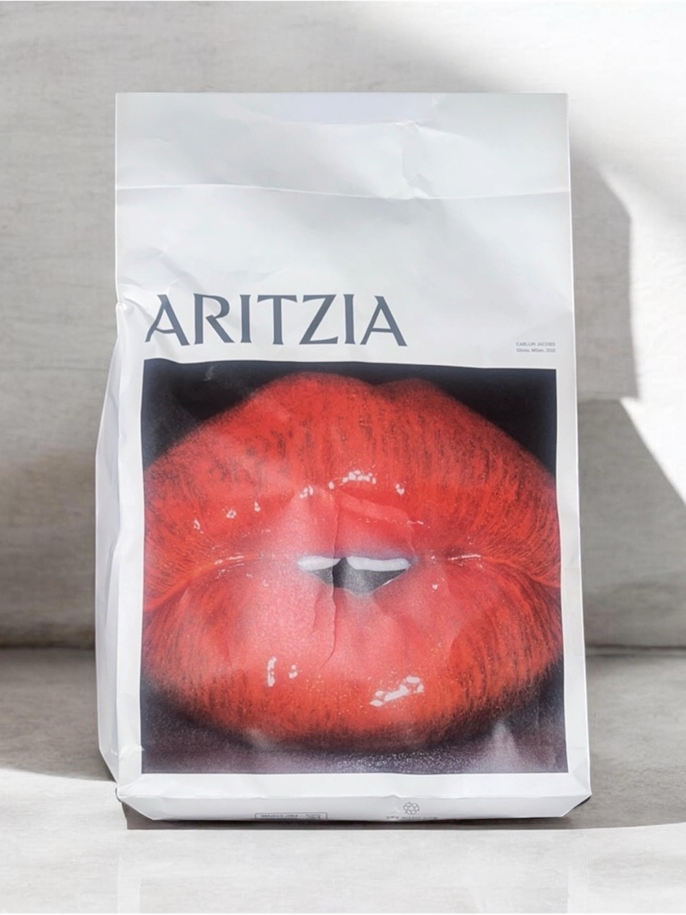 Aritzia Vibrant Red Lips Art Bag
